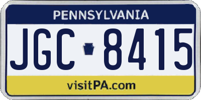 PA license plate JGC8415