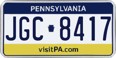 PA license plate JGC8417