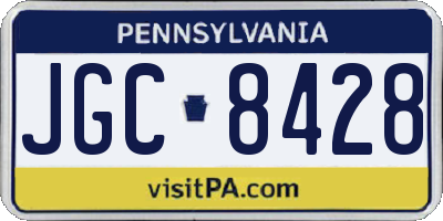 PA license plate JGC8428