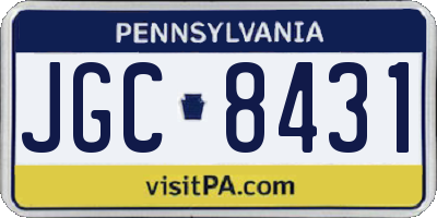PA license plate JGC8431