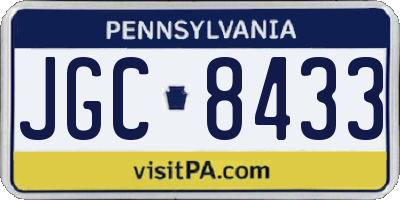 PA license plate JGC8433