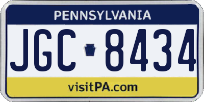 PA license plate JGC8434