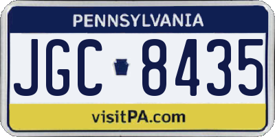 PA license plate JGC8435