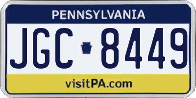 PA license plate JGC8449