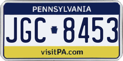 PA license plate JGC8453