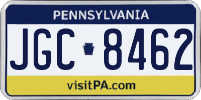 PA license plate JGC8462