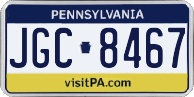 PA license plate JGC8467