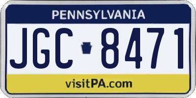 PA license plate JGC8471