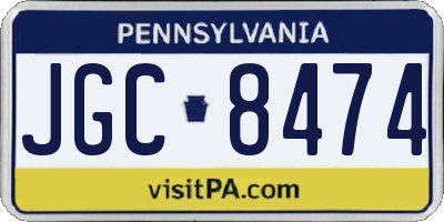 PA license plate JGC8474