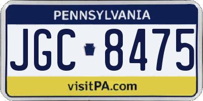 PA license plate JGC8475