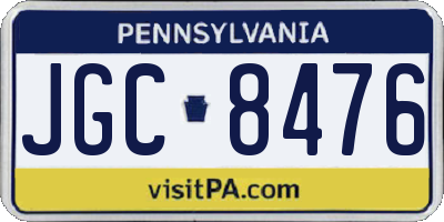 PA license plate JGC8476