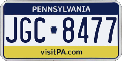 PA license plate JGC8477