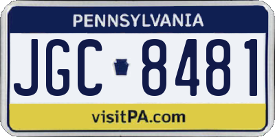 PA license plate JGC8481