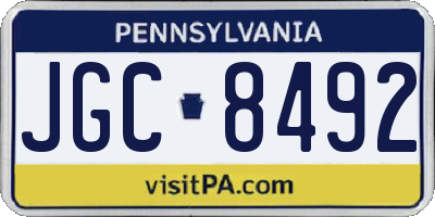 PA license plate JGC8492