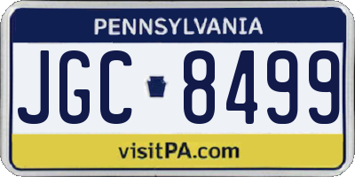 PA license plate JGC8499