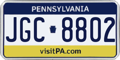 PA license plate JGC8802
