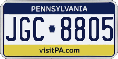 PA license plate JGC8805