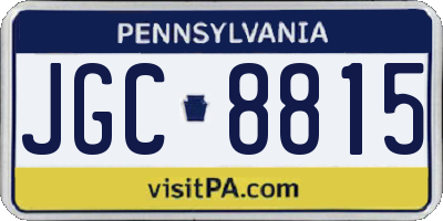 PA license plate JGC8815