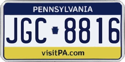 PA license plate JGC8816