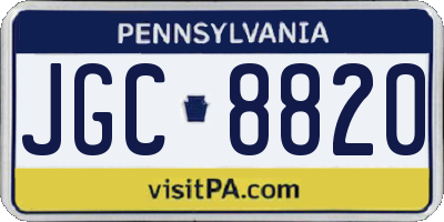 PA license plate JGC8820