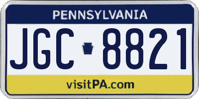 PA license plate JGC8821