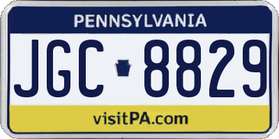 PA license plate JGC8829