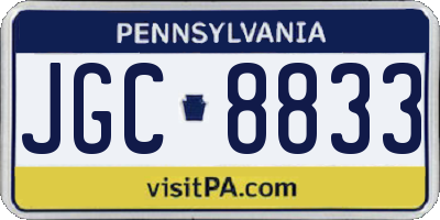 PA license plate JGC8833