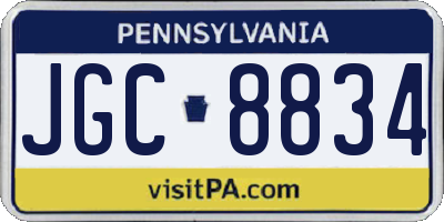 PA license plate JGC8834