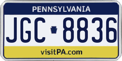 PA license plate JGC8836