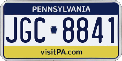 PA license plate JGC8841