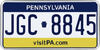 PA license plate JGC8845