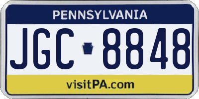 PA license plate JGC8848