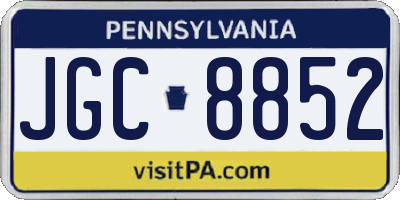 PA license plate JGC8852