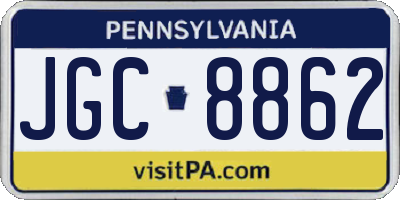 PA license plate JGC8862