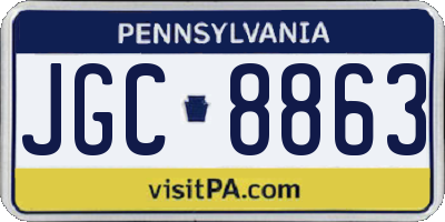 PA license plate JGC8863