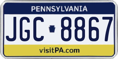 PA license plate JGC8867