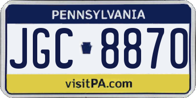 PA license plate JGC8870