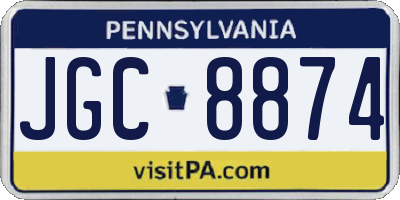 PA license plate JGC8874