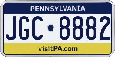 PA license plate JGC8882