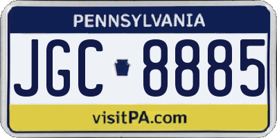 PA license plate JGC8885