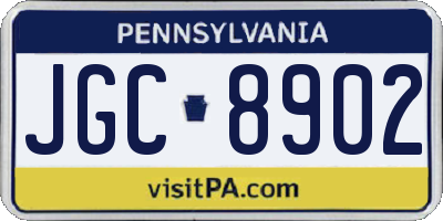 PA license plate JGC8902