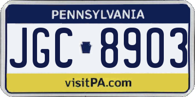 PA license plate JGC8903