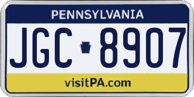 PA license plate JGC8907