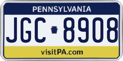 PA license plate JGC8908