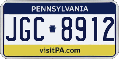 PA license plate JGC8912
