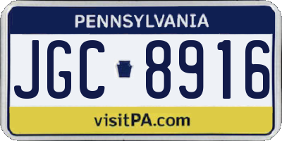 PA license plate JGC8916
