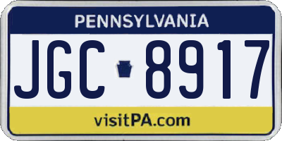 PA license plate JGC8917