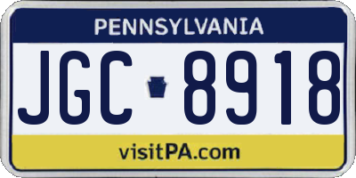 PA license plate JGC8918