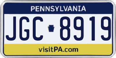 PA license plate JGC8919