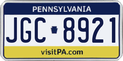 PA license plate JGC8921